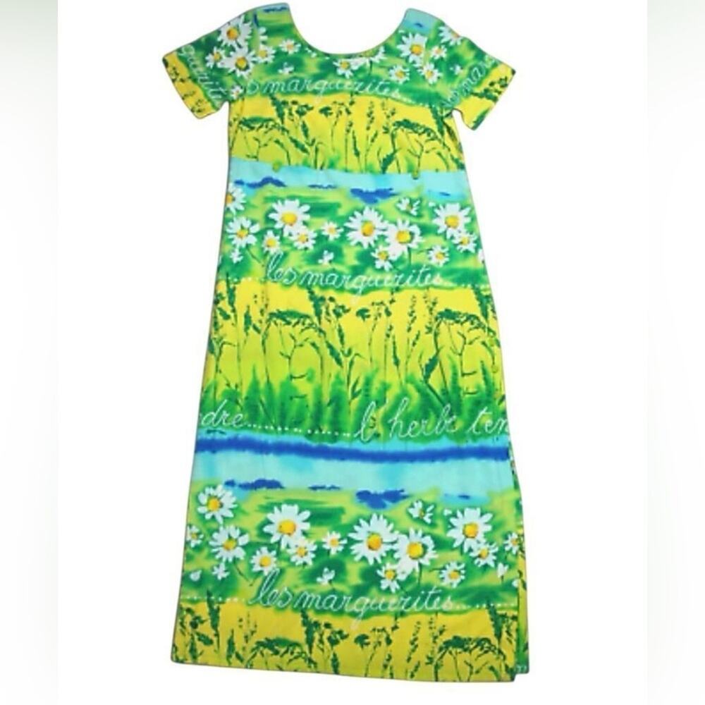 Jams World Women’s Hawaiian Maxi Dress Les Marguerites Green Size Small
